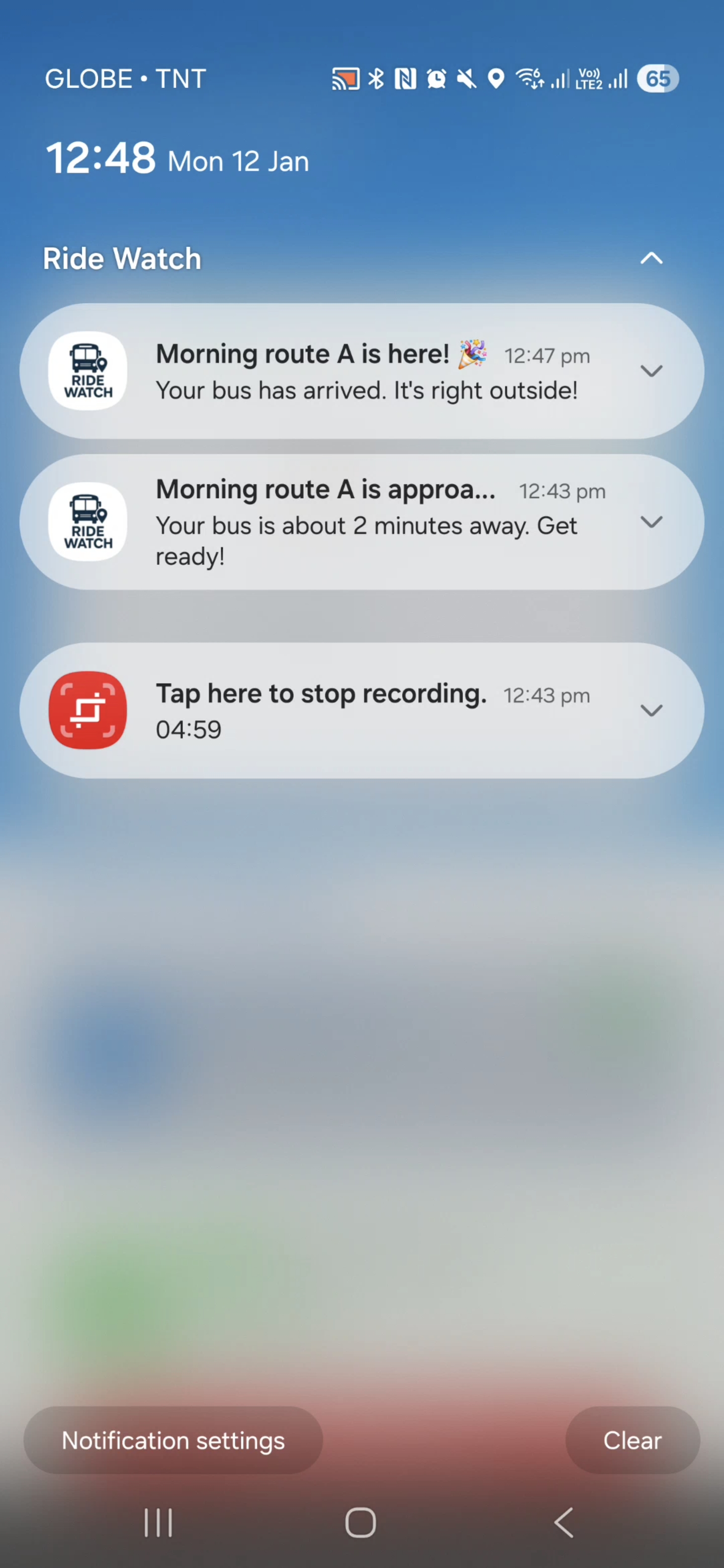 Ride Watch Notifications - Bus arrival alerts