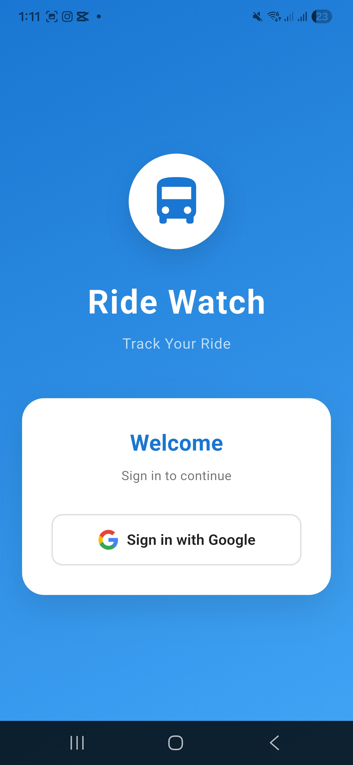 Ride Watch Login - Google sign in